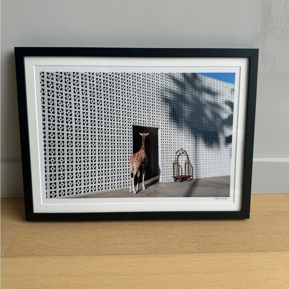 Gray Malin White, Black, Blue & Brown Architectural Giraffe Print